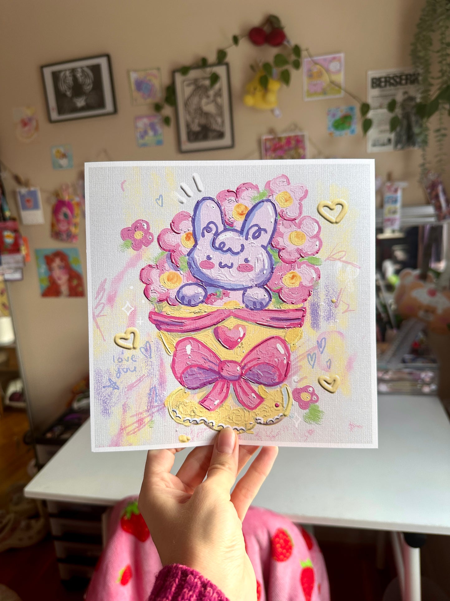 Bunny Bouquet Painting Print