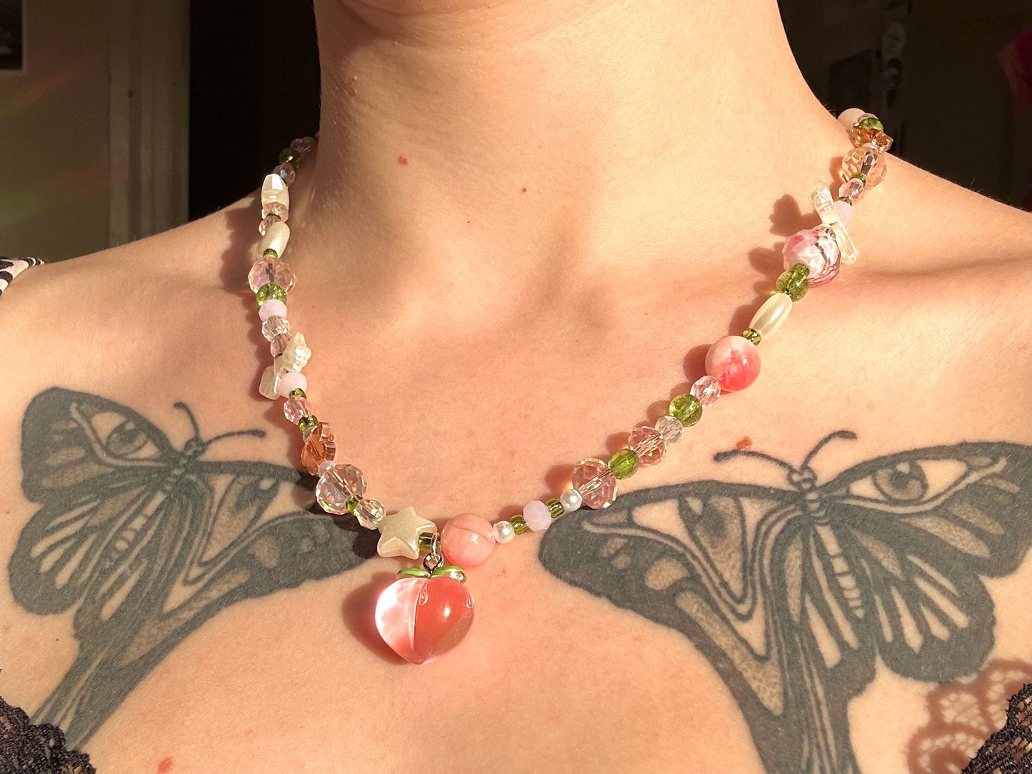 Peach Beaded Necklace