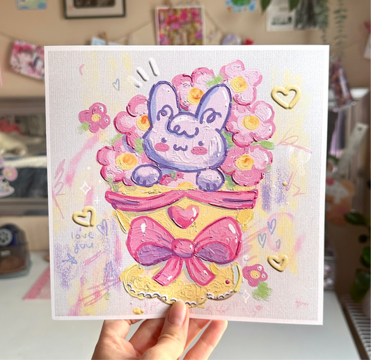 Bunny Bouquet Painting Print