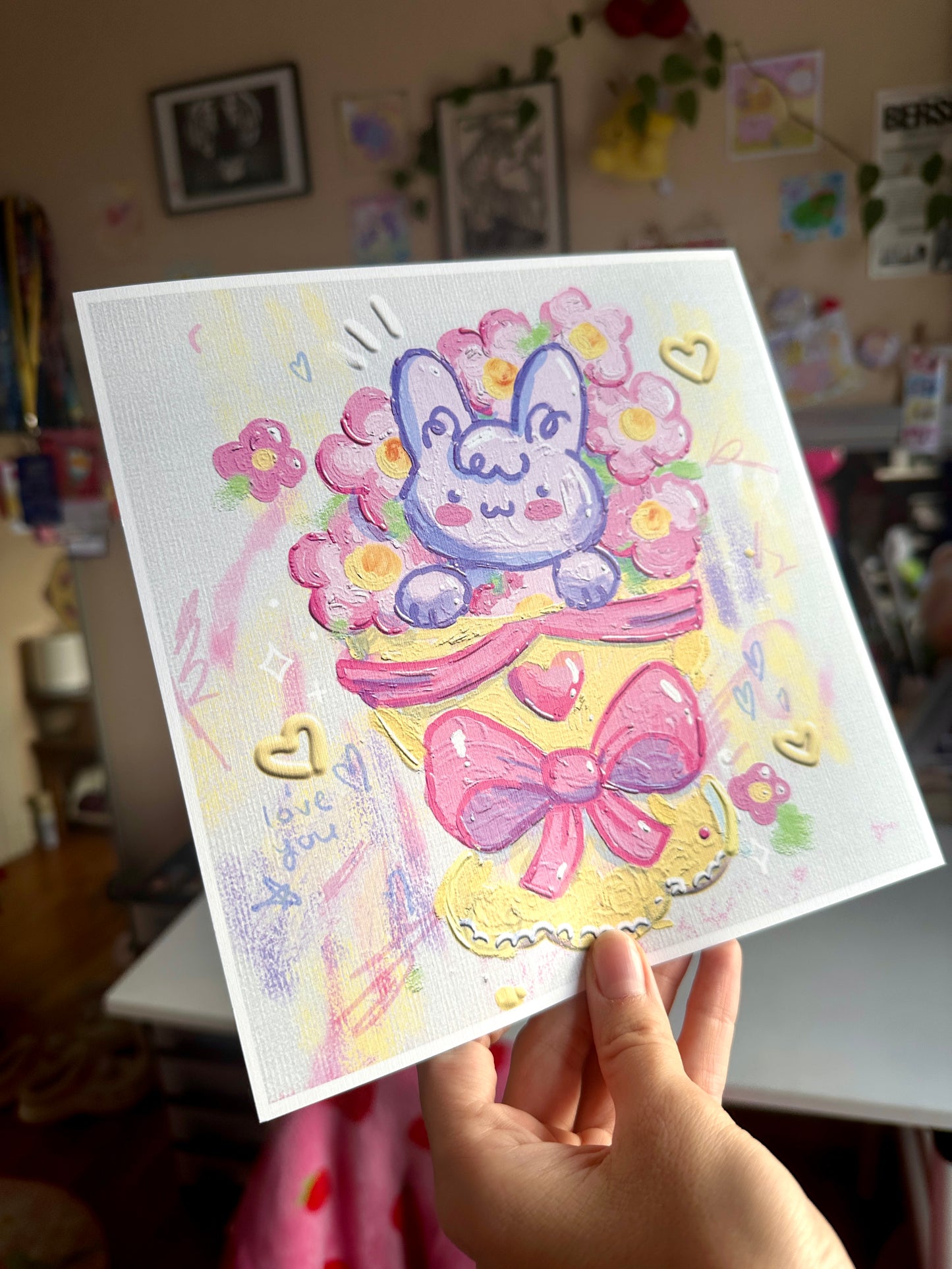 Bunny Bouquet Painting Print