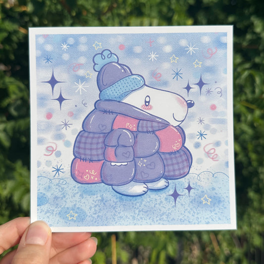 Puffer Coat Dog 5”x5” Print