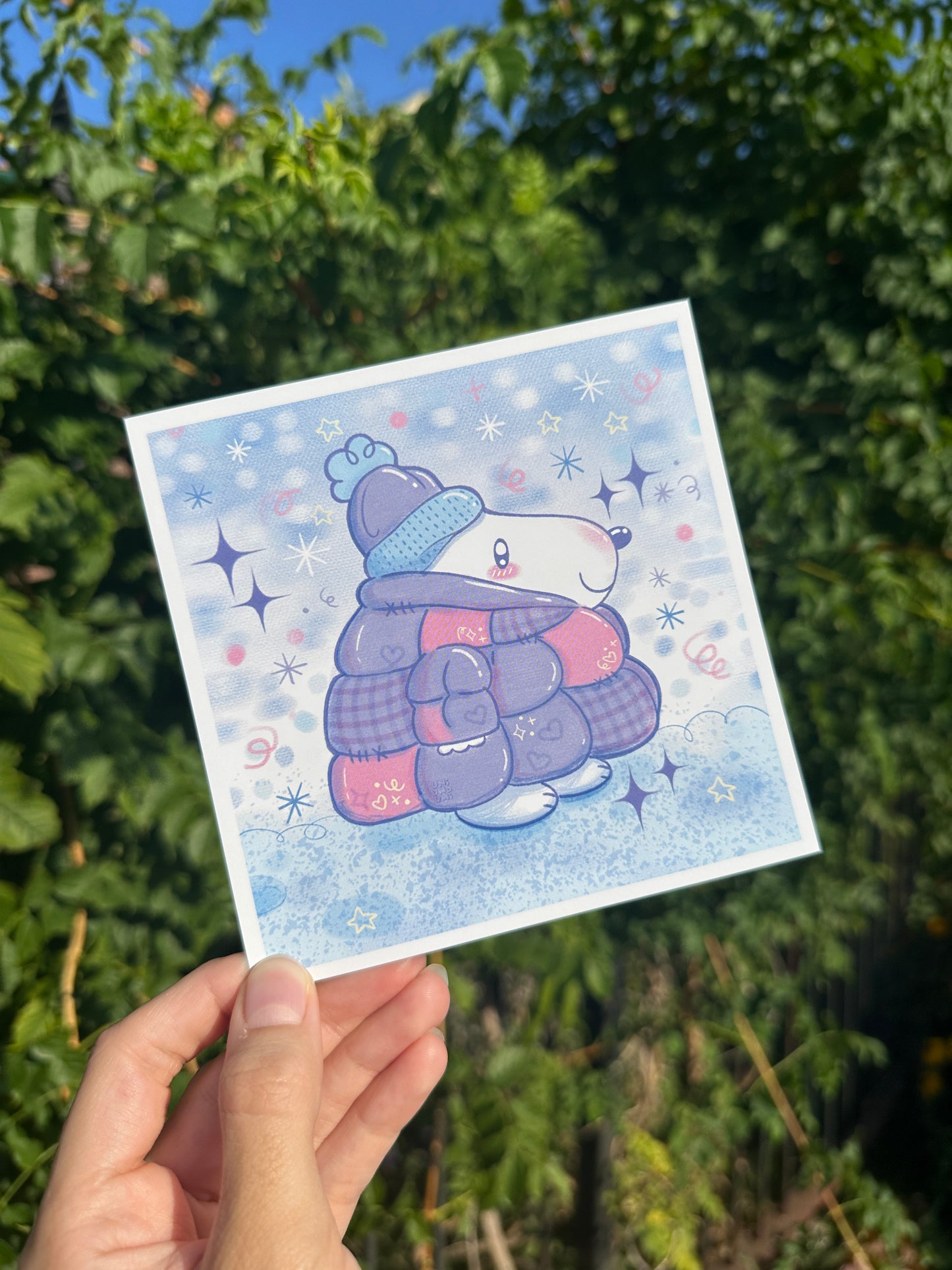 Puffer Coat Dog 5”x5” Print