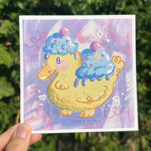 Ice Cream Duck 5”x5” Print