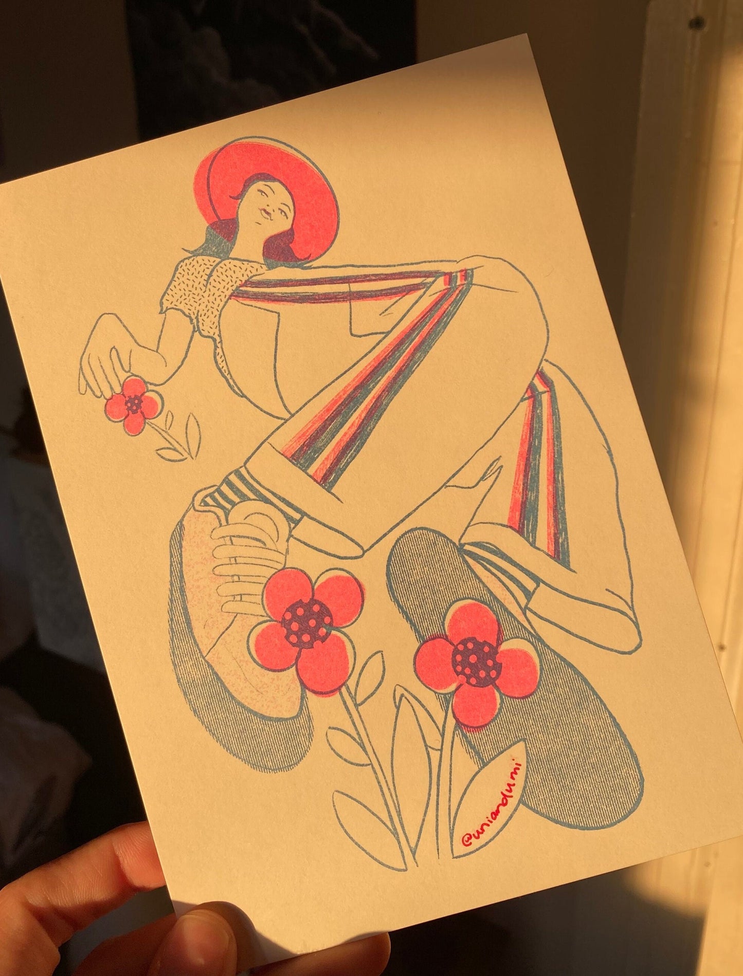 Flower Girl Riso Print