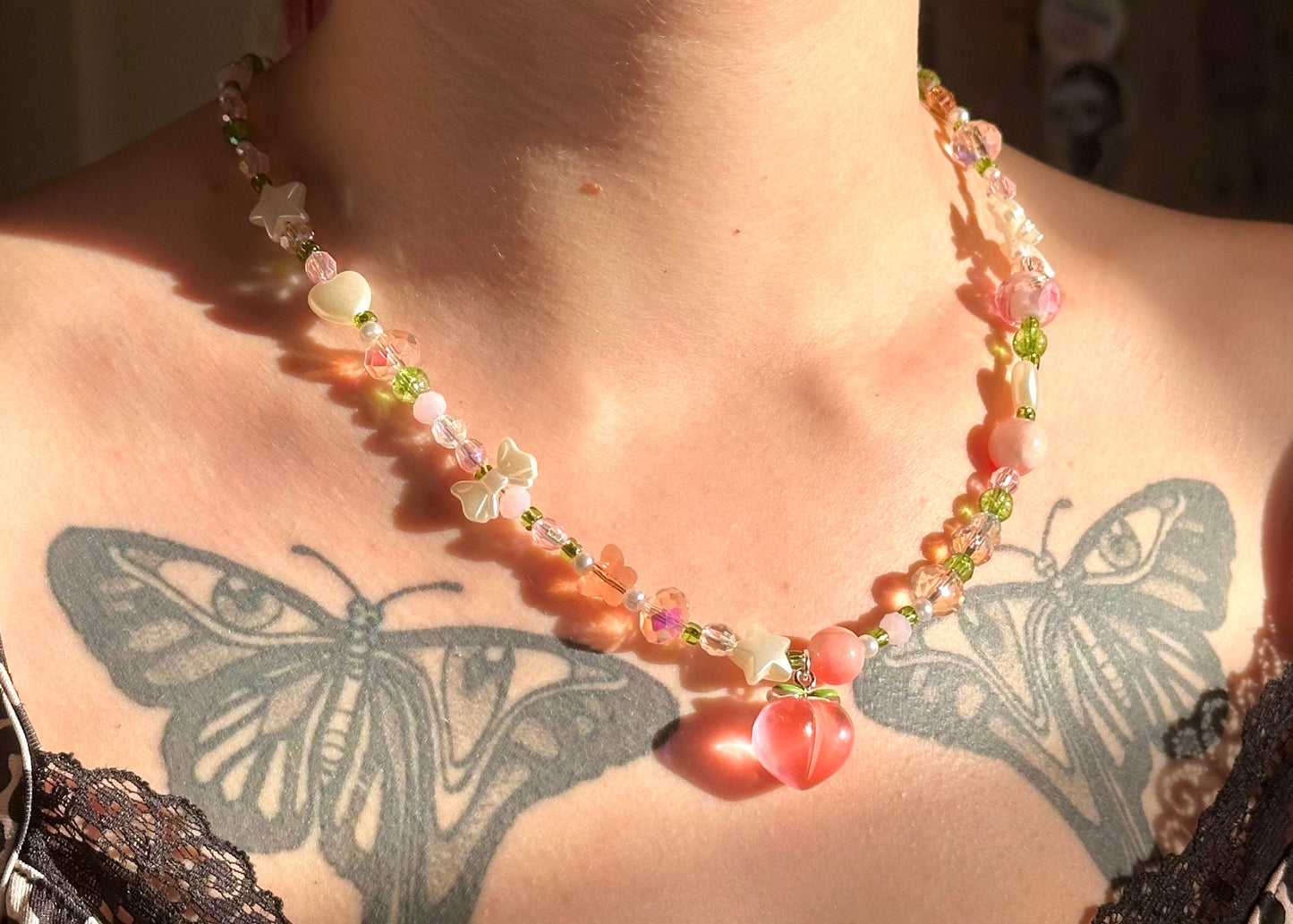 Peach Beaded Necklace