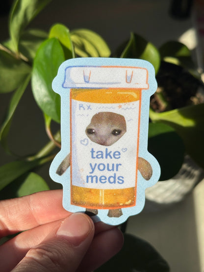 Take Your Meds Sticker Cat Meme