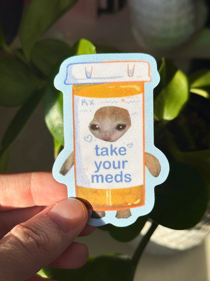Take Your Meds Sticker Cat Meme