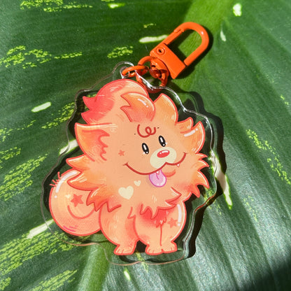 Pom Fire Dog Keychain