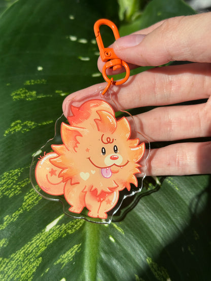 Pom Fire Dog Keychain