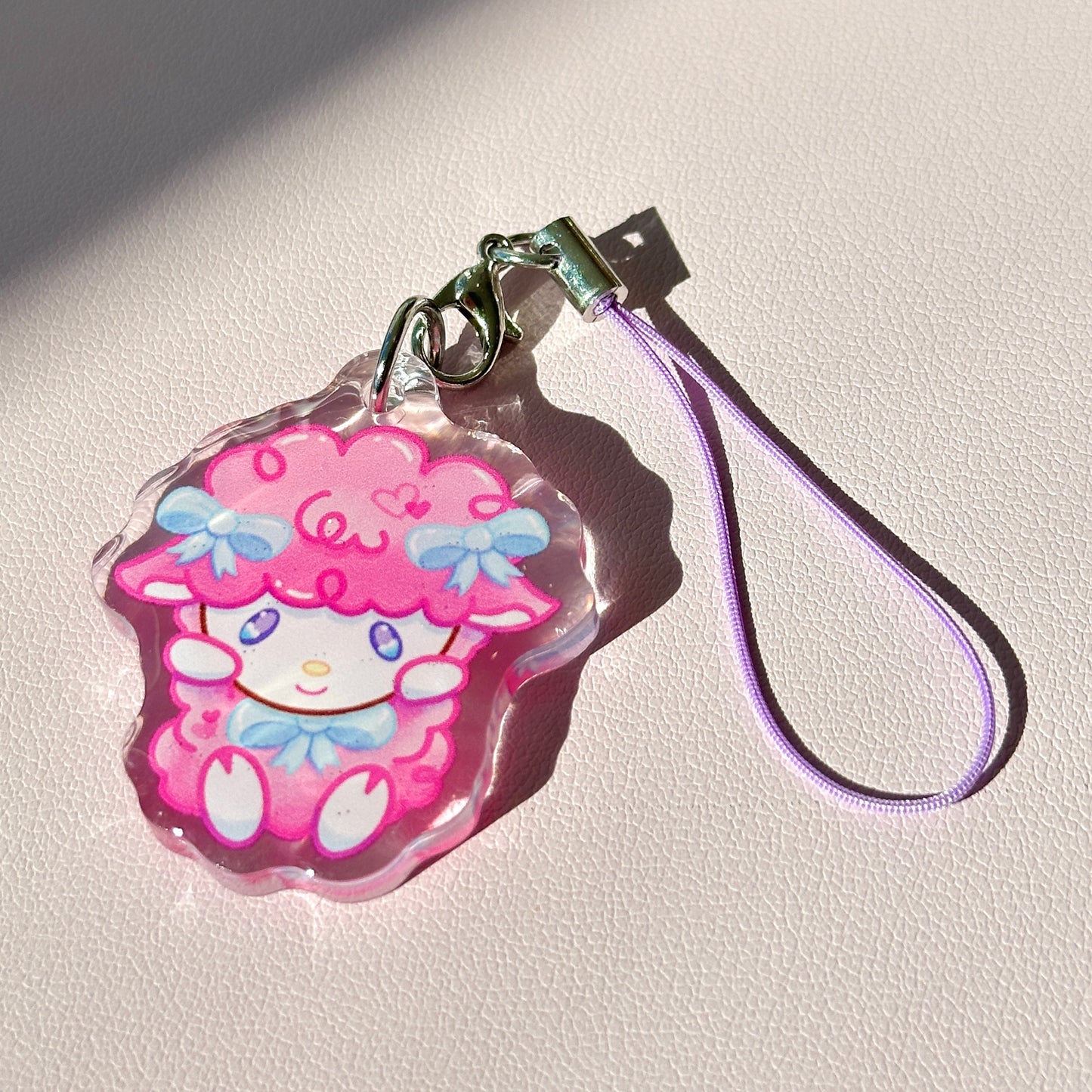 Pink Lamb Piano Phone Charm