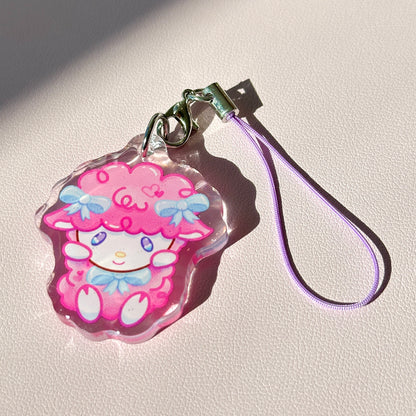 Pink Lamb Piano Phone Charm