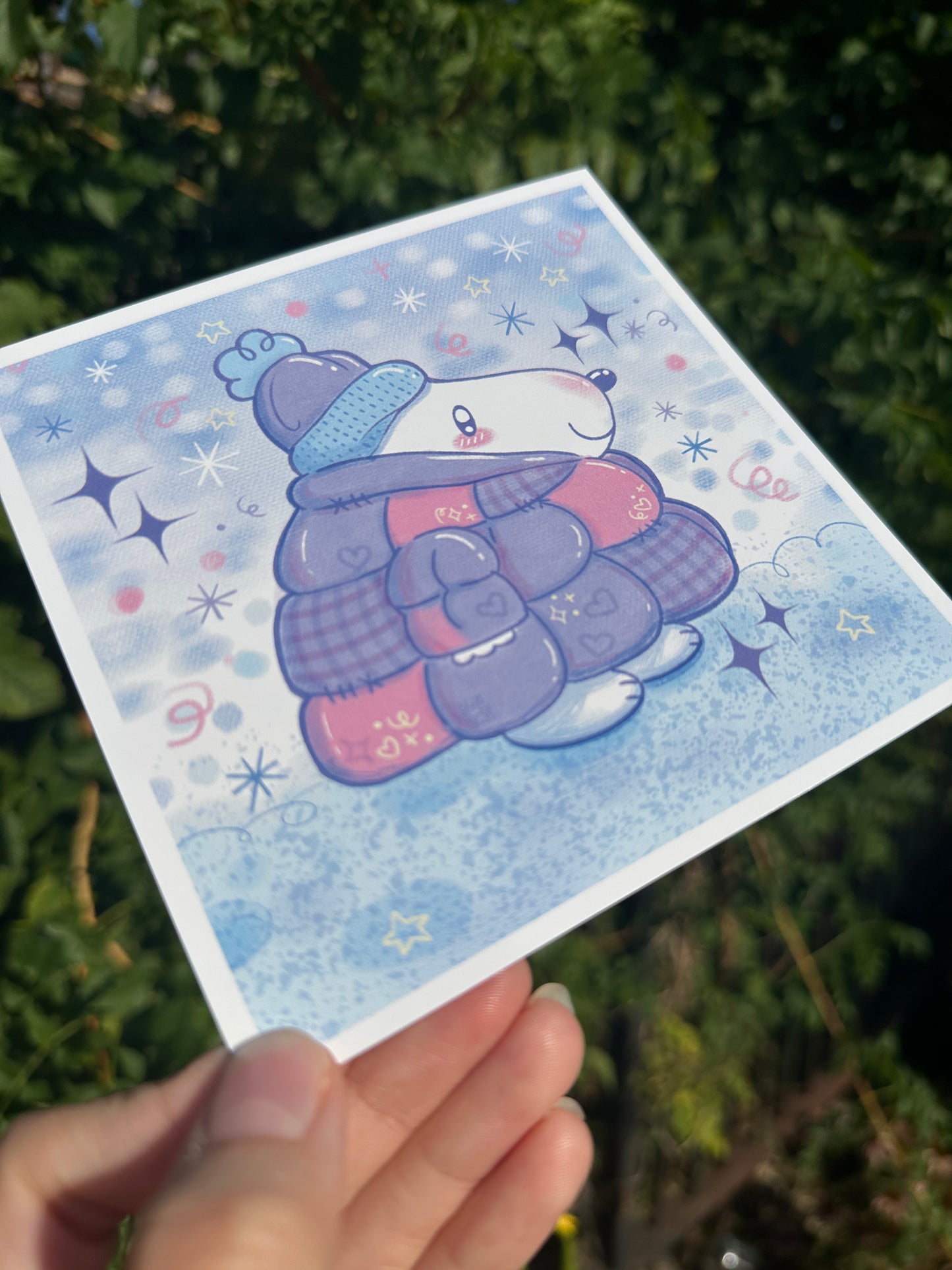 Puffer Coat Dog 5”x5” Print